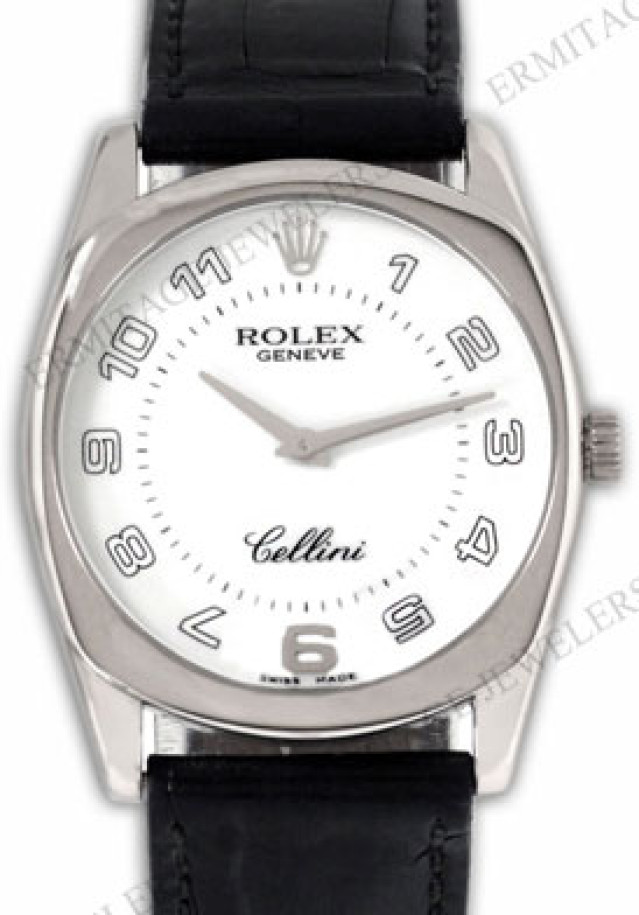 Rolex 4233 White Gold on Strap White with Black Arabic